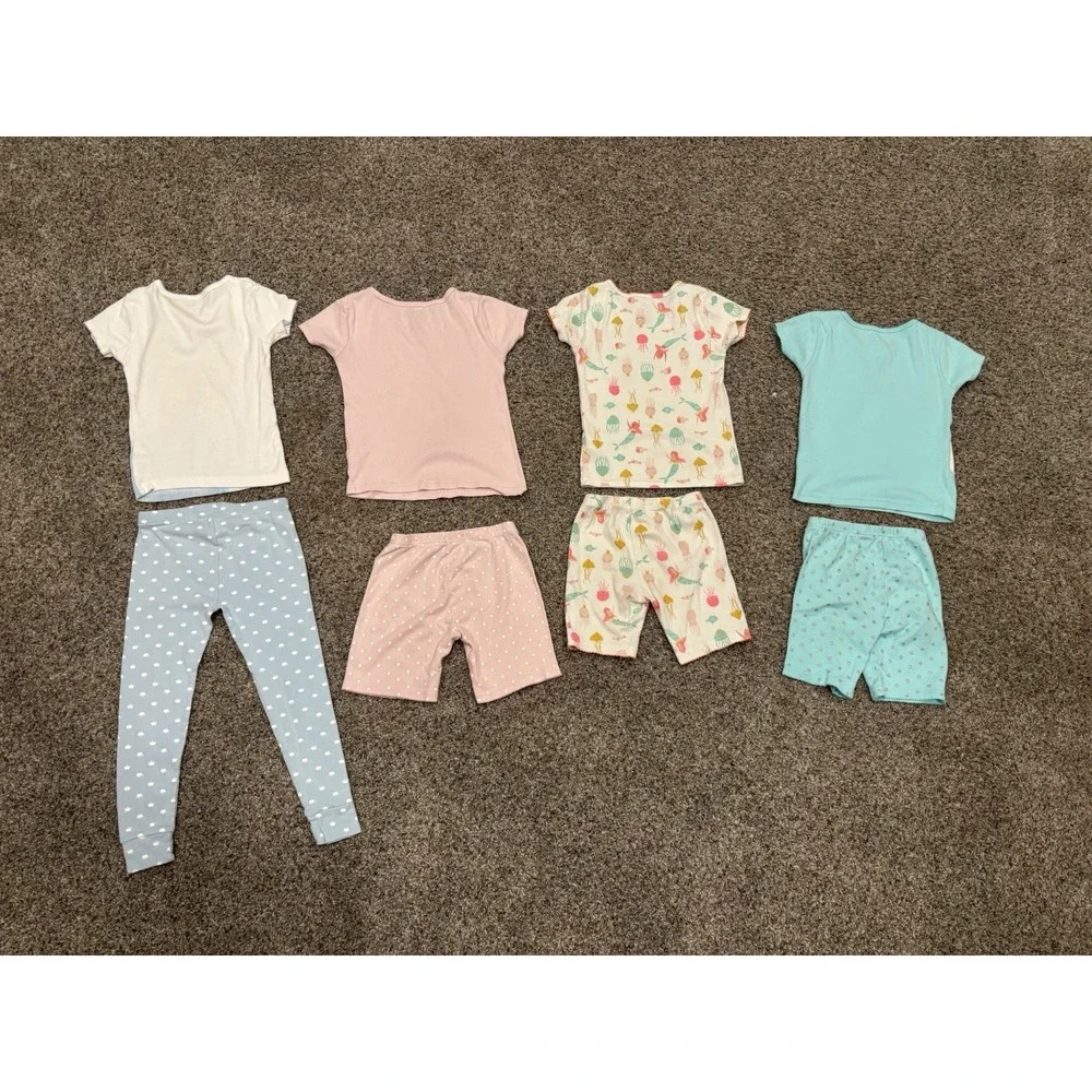 Lot Of 4 Toddler Girls Carter's Pajamas Sz 4T